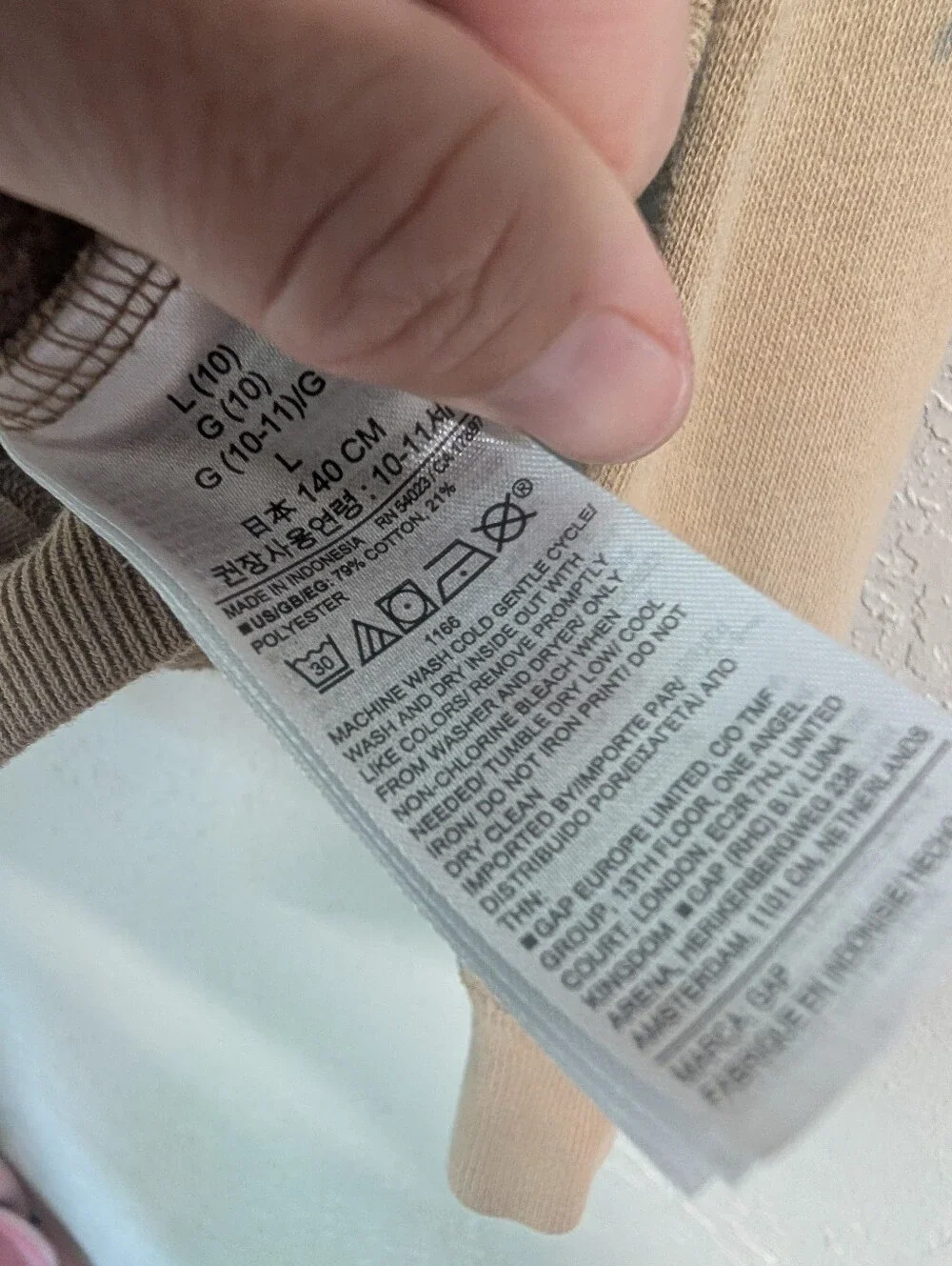 GAP Kids Tan Crewneck Sweatshirt with Logo Tag L